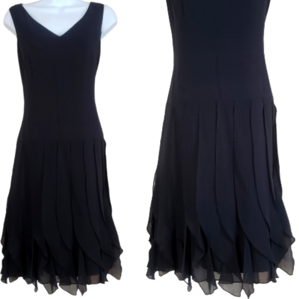 NWOT Spencer Jeremy black fit & flare silk dress Womens 6